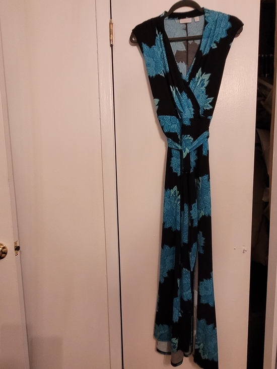 New York & Company Dresses & Skirts - New York & Company Black Maxi Dress with Teal Floral Print